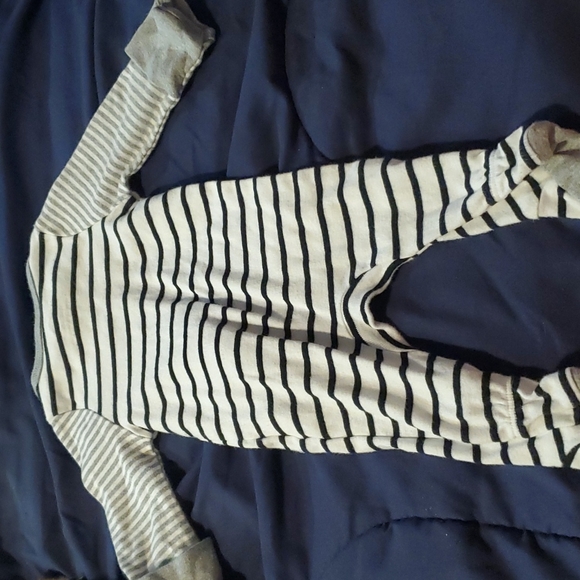 Cloud island new born footie pajamas. Grey and black stripes. - Picture 2 of 4